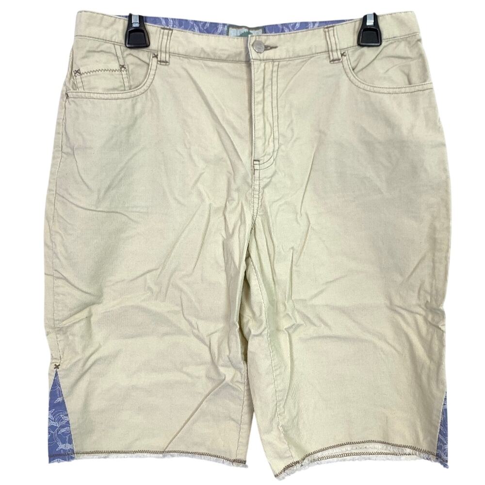 Horny Toad & Co Womens 11" Casual Summer Corduroy Shorts Raw Hem Ivory sz 6